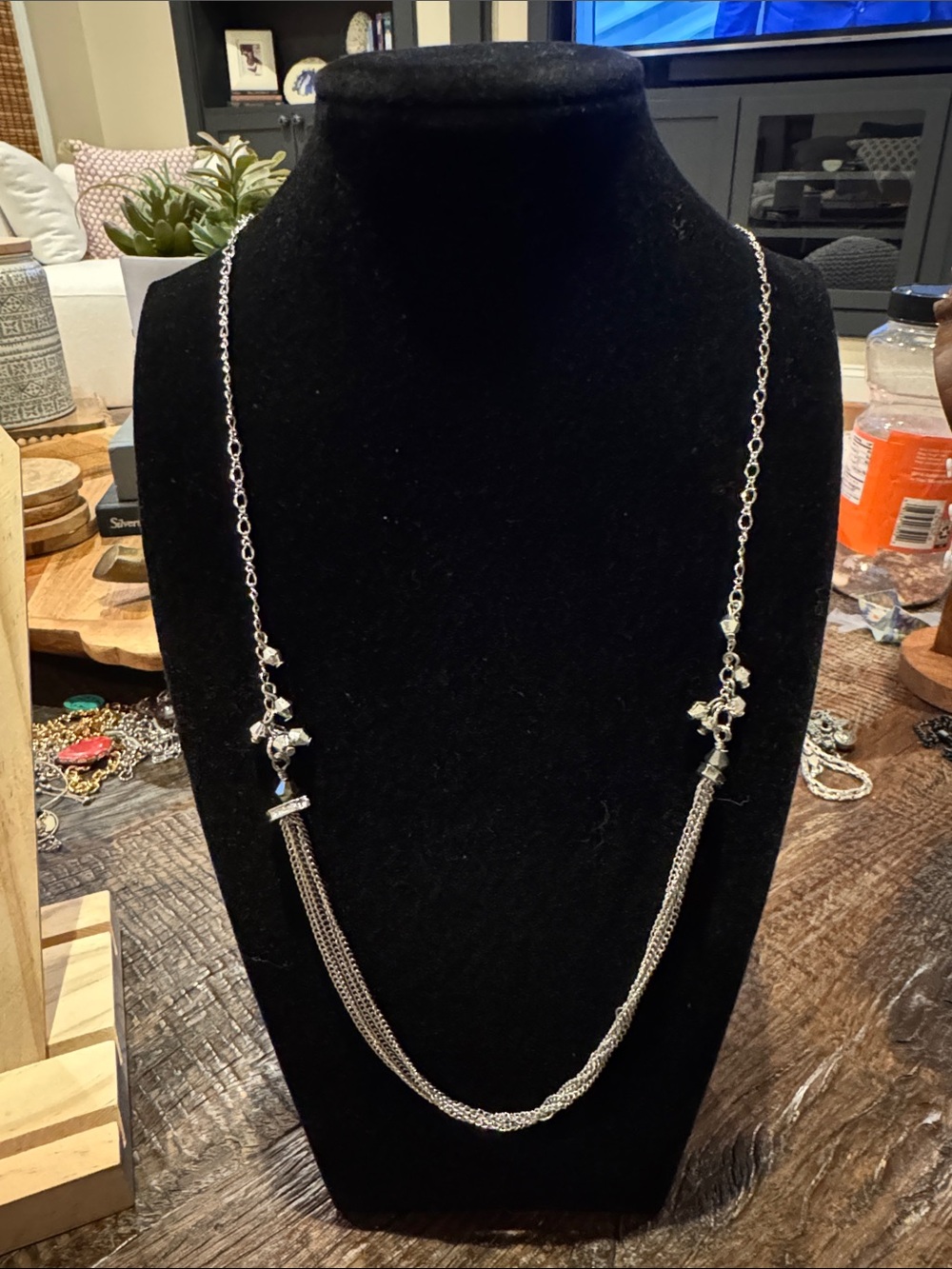 Vintage Silver Multi-Chain Women's Necklace - Elegant Silver Tone Jewelry